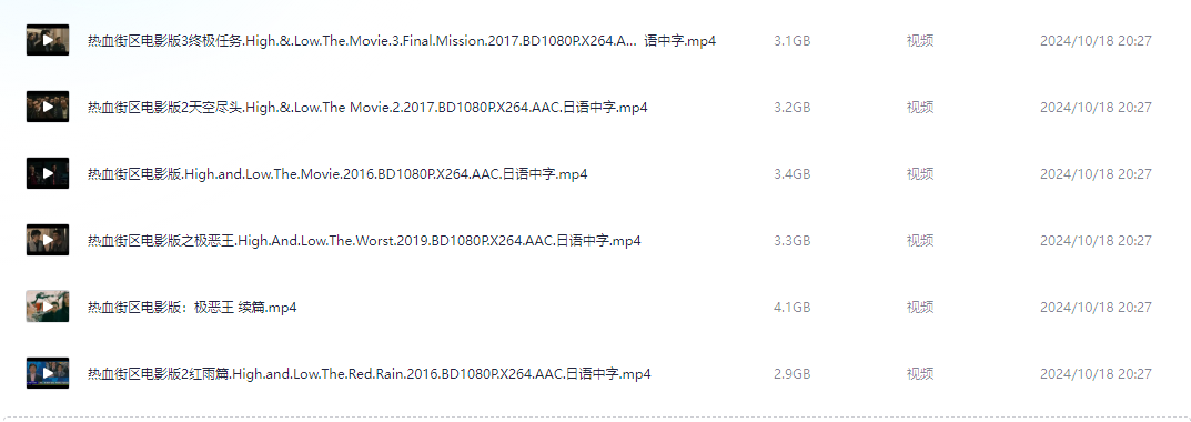 热血街区电影版 系列 6部 合集【1080P】单部 2.9 -4G 日语中字 共20G