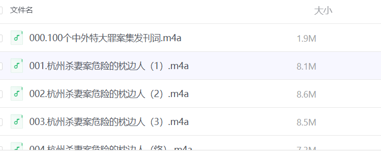 100个中外特大案件有声故事书【2.35G】