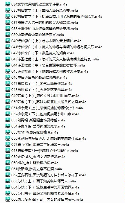 《中国文学经典100讲》全141集价值199元 读懂影响中国的100本文学经典  [m4a]  [1.8GB]
