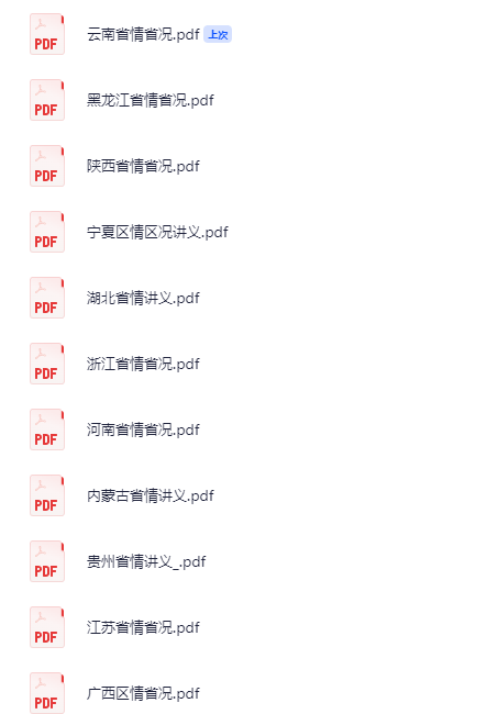公考事业编各省省情省况常识(共45个文件) pdf【222M】