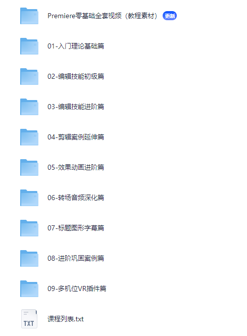 《Pr零基础全套视频教程》Premiere、视频剪辑、全套共115课时（含配套教程素材）mp4【19.4GB】