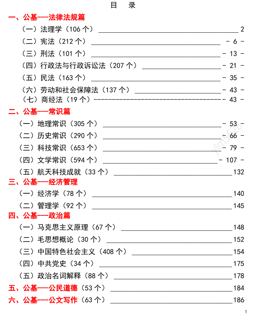 【事业编】2025版公基基础学霸笔记 （190页）pdf 【3.3M】