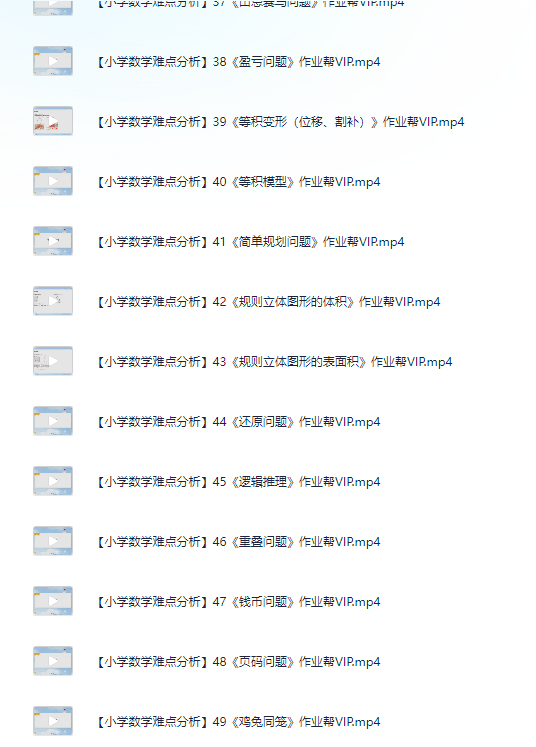 【有娃必备】作业帮VIP《 小学数学考点难点解析》【MP4】【526M】