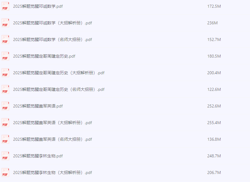 【学习资料】高中全科《天星教育-解题觉醒》2025版(可打印) 【5.03GB】