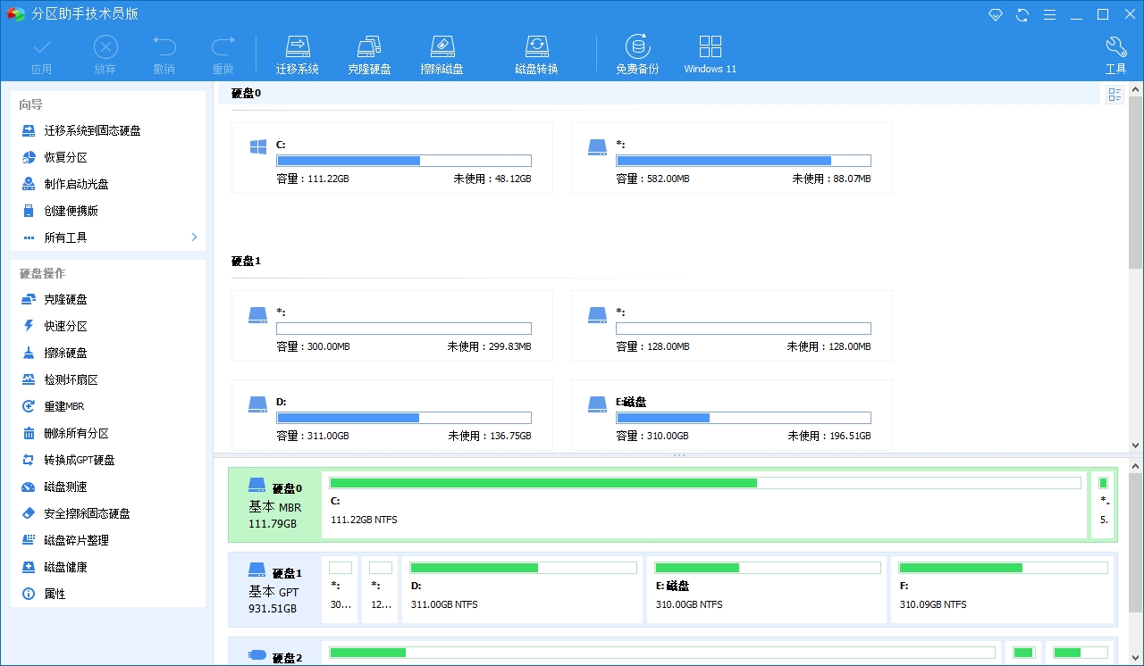 分区助手技术员版 v9.14.0 电脑版 绿色版 装机助手 42.9MB