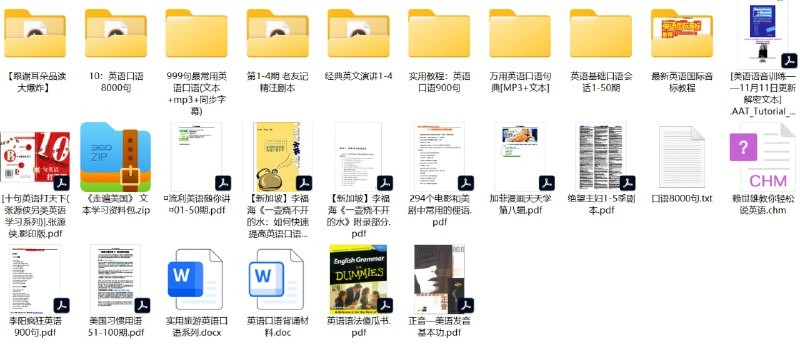 英语口语学习资料包 所有资源均配有MP3音频，支持跟读训练【1.04GB】