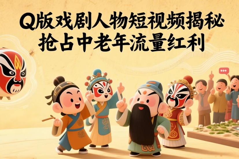 AI生成Q版戏剧人物短视频,5分钟一条,抢占中老年流量红利【152MB】