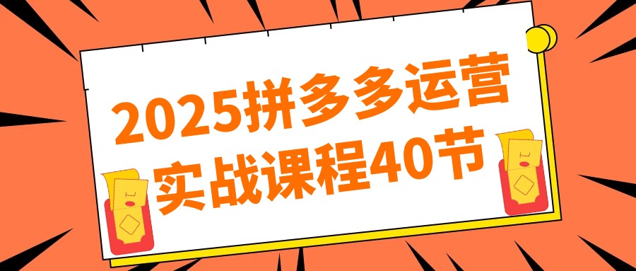 2025拼多多运营实战课程40节【5.4GB/MP4】