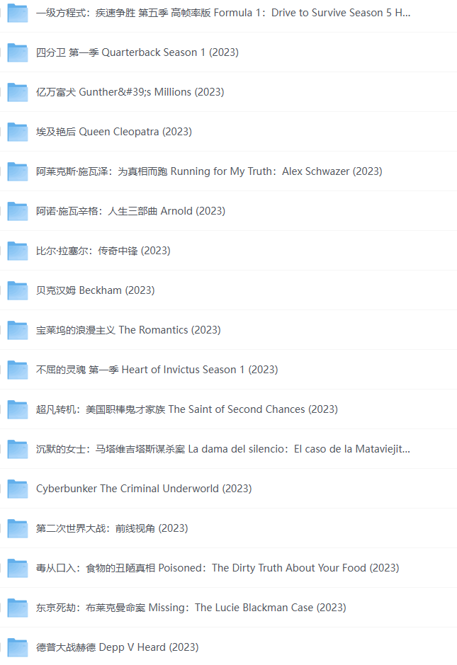 Netflix 2023年热门纪录片100部（高画质）NF.1080P.DDP5.1.Atoms【100部 共719G】