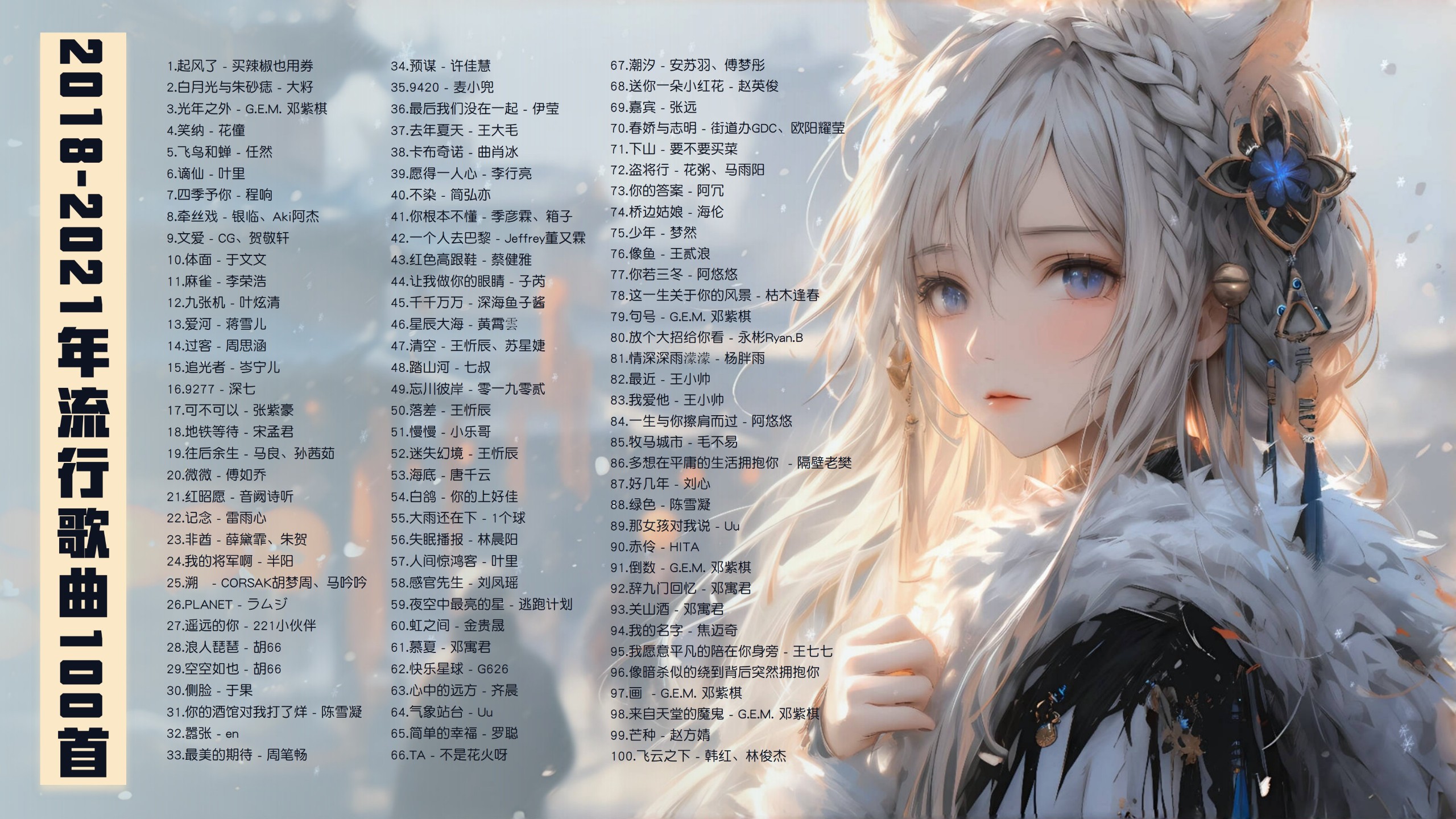 【2018-2021年100首流行歌曲带歌词】回到那年的盛夏 [MP3/0.86G]