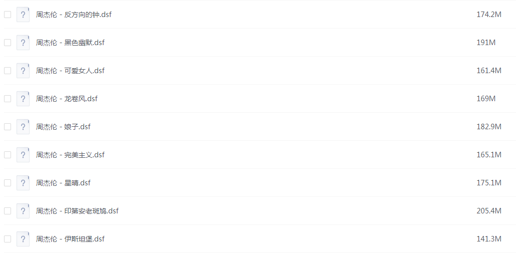 【周杰伦音乐合集】Jay 2000专辑合集/DSD DSF格式/超高音质/适合收藏/单首150MB+【1.71GB 】