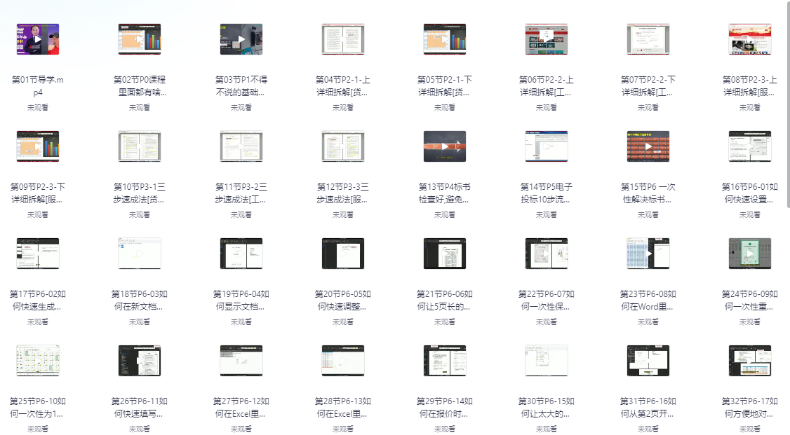 小白从零学会做标书学习制作【3.6GB（共95个项目）】