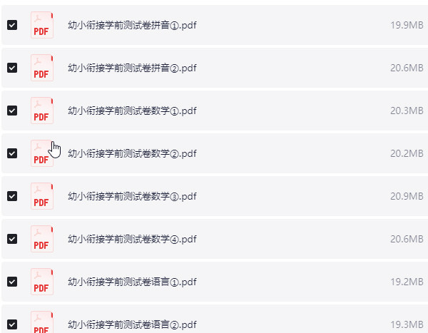 幼小衔接学前测试卷 PDF【161MB】