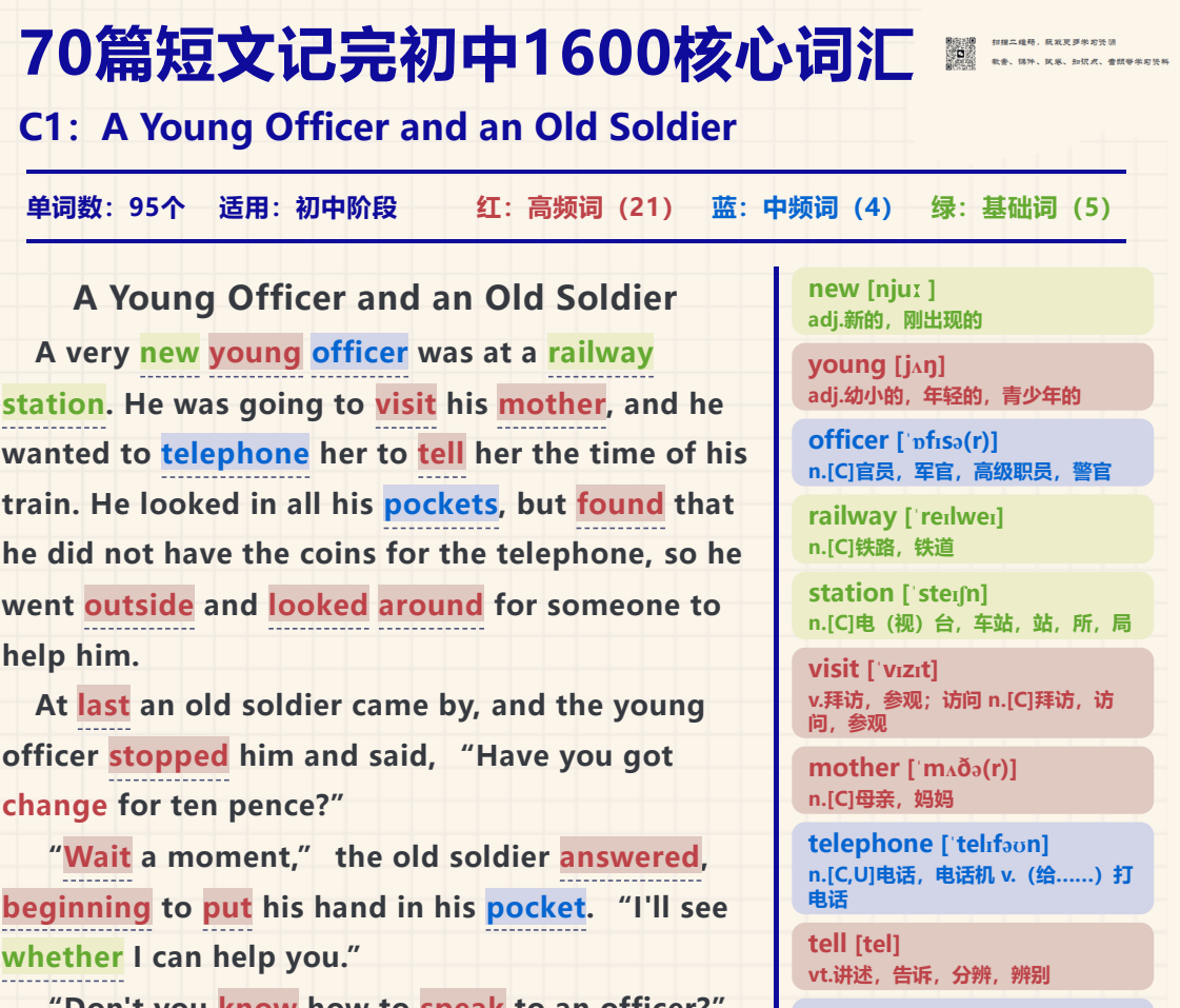 70篇短文搞定中考1600词汇（mp3） 557.2MB PDF/MP3